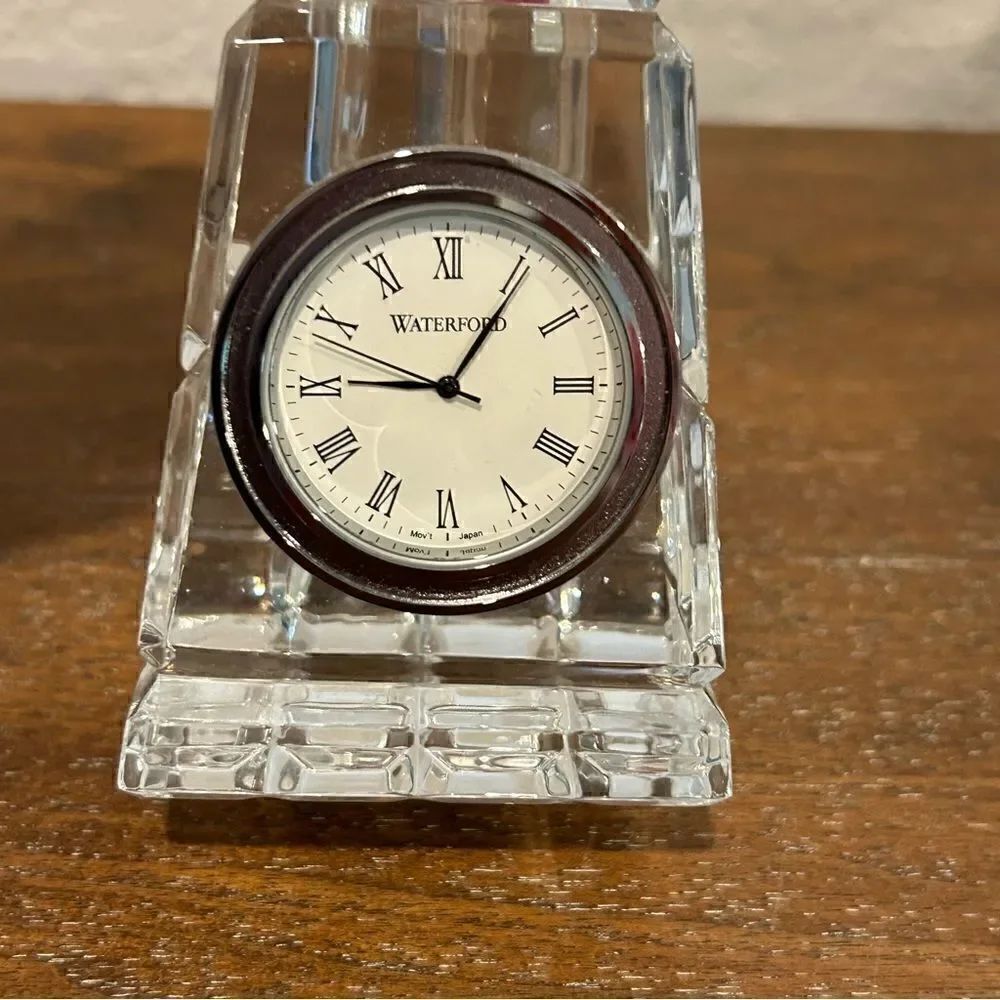 Waterford Obelisk Crystal Pyramid Clock - Picture 2 of 4